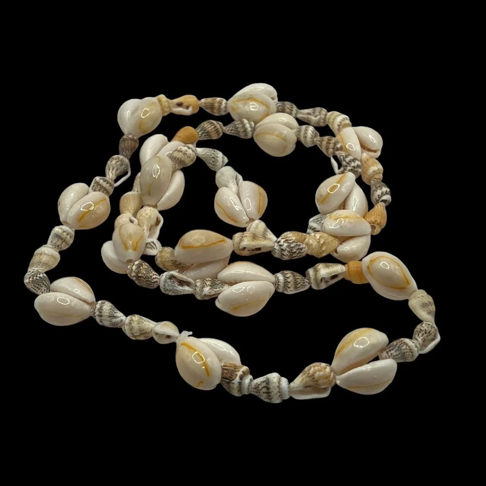 Cowrie Shell‎ Necklaces Lot of 3 Vintage Beach Surfer Retro